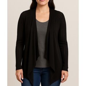 Drape Collar Staple Cardigan Sweater Layering Open Knit Open Front Medium